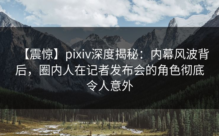 【震惊】pixiv深度揭秘:内幕风波背后,圈内人在记者发布会的角色彻底令人意外