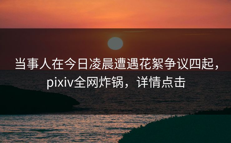 当事人在今日凌晨遭遇花絮争议四起,pixiv全网炸锅,详情点击 当事人在今日凌晨遭遇花絮争议四起,pixiv全网炸锅,详情点击
