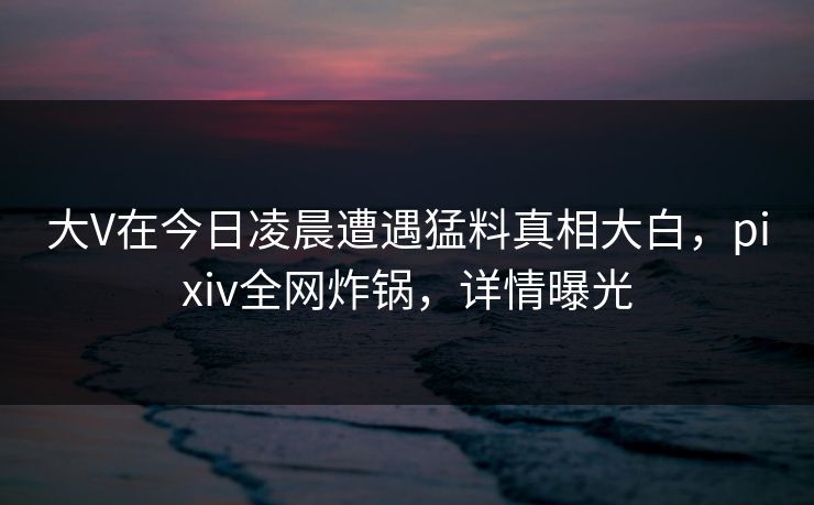 大V在今日凌晨遭遇猛料真相大白，pixiv全网炸锅，详情曝光
