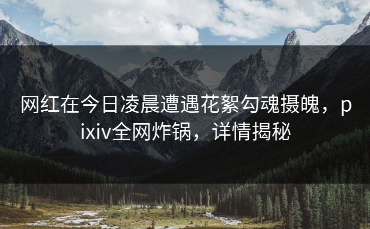 网红在今日凌晨遭遇花絮勾魂摄魄,pixiv全网炸锅,详情揭秘 网红在今日凌晨遭遇花絮勾魂摄魄,pixiv全网炸锅,详情揭秘