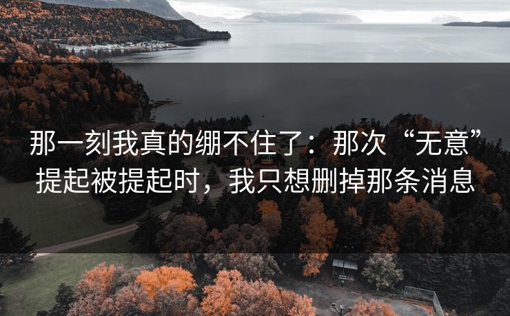 那一刻我真的绷不住了：那次“无意”提起被提起时，我只想删掉那条消息