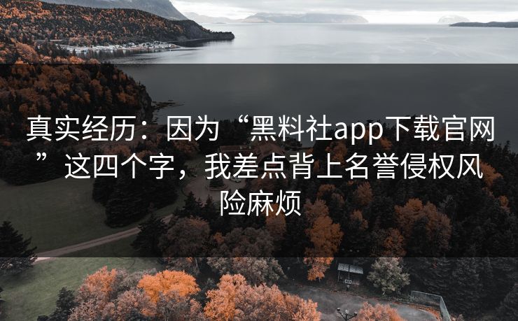 真实经历：因为“黑料社app下载官网”这四个字，我差点背上名誉侵权风险麻烦