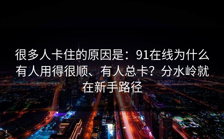 很多人卡住的原因是：91在线为什么有人用得很顺、有人总卡？分水岭就在新手路径